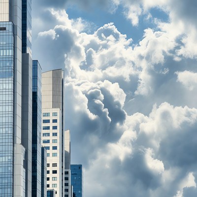 Modern Skyscrapers Against Cloudy Sky