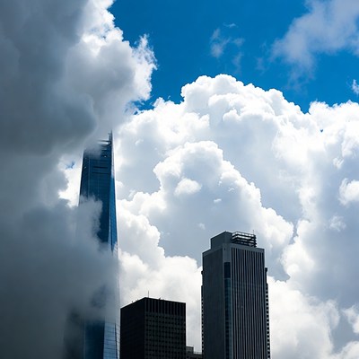 Skyscrapers Against Blue Cloudy Sky