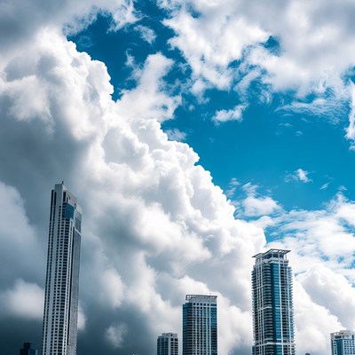 Tall Skyscrapers Under Dramatic Clouds
