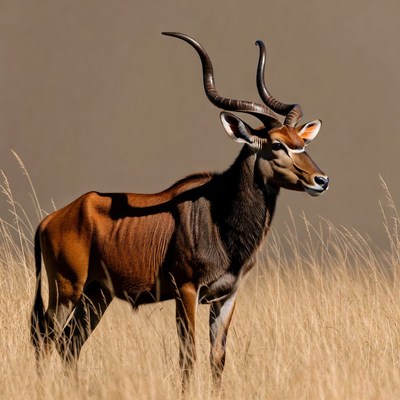 Kudu standing in dry grass
