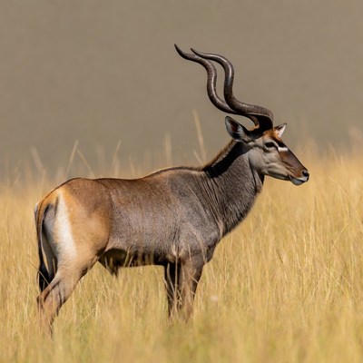Kudu standing in tall grass