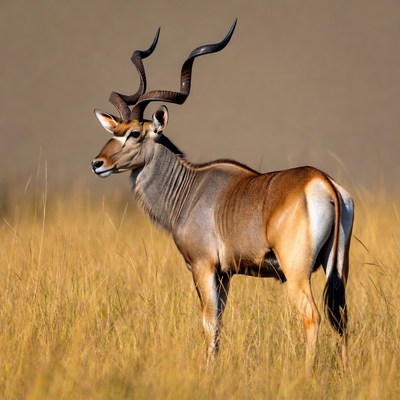 Kudu standing in tall grass