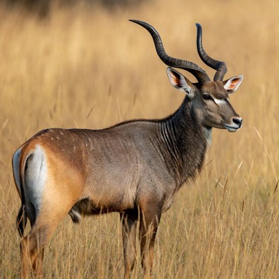 Kudu standing in tall grass