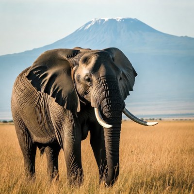 Elephant with Mount Kilimanjaro