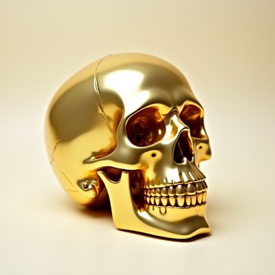 Shiny Golden Human Skull