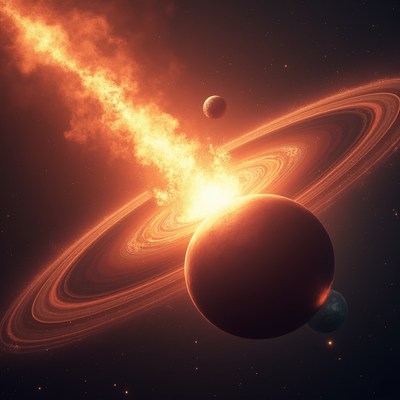 Meteor crashing into Saturn