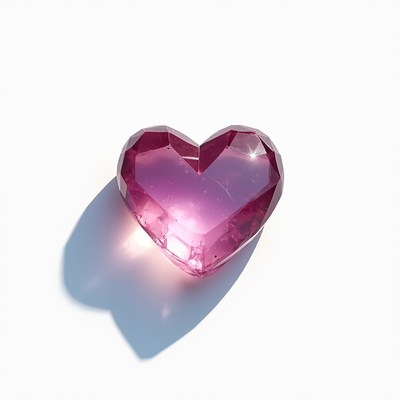 Pink Crystal Heart on White