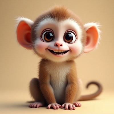 Cute baby monkey smiling