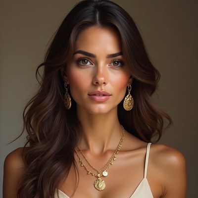 Woman with gold jewelry portrait