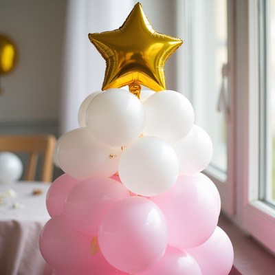 Pink and White Balloon Christmas Tree