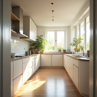 Modern White Kitchen with Plants