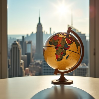Globe with New York City Skyline View