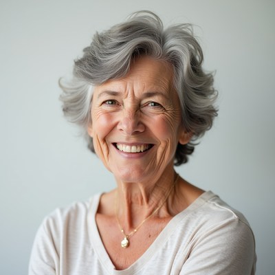 Smiling senior woman with gray hair