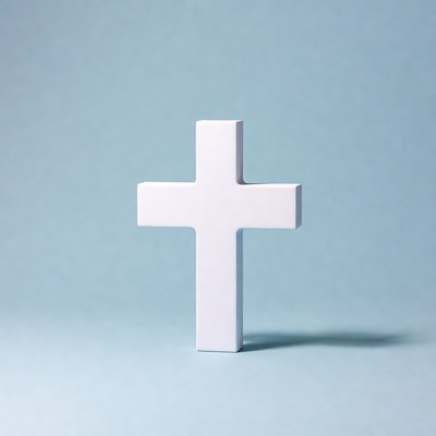 White Cross on Blue Background
