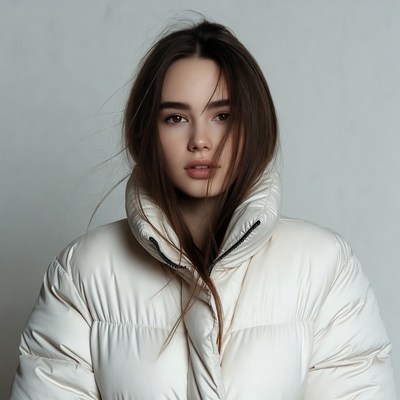 Woman in white puffer jacket