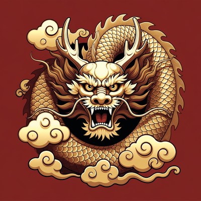 Golden Chinese Dragon Illustration