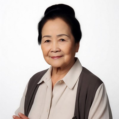 Elderly Asian woman smiling portrait