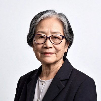 Elderly Asian woman in glasses