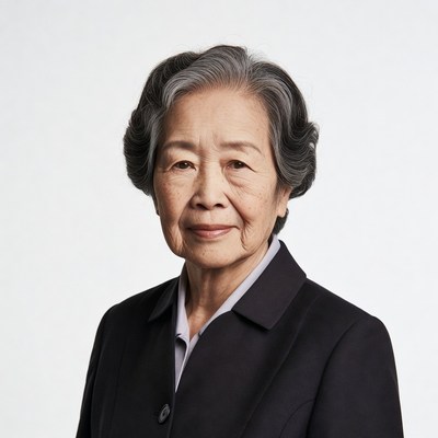 Elderly Asian woman in suit
