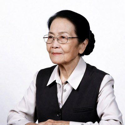 Elderly Asian woman in glasses