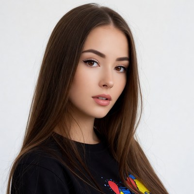 Beautiful woman with long brown hair