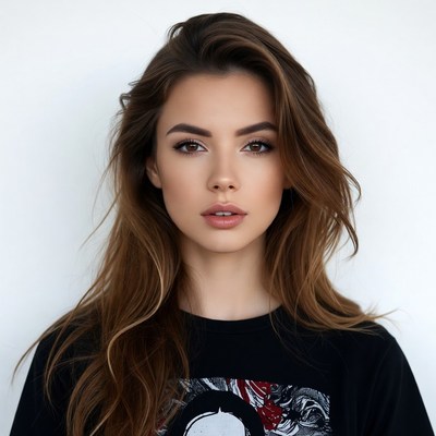 Beautiful woman with wavy brown hair