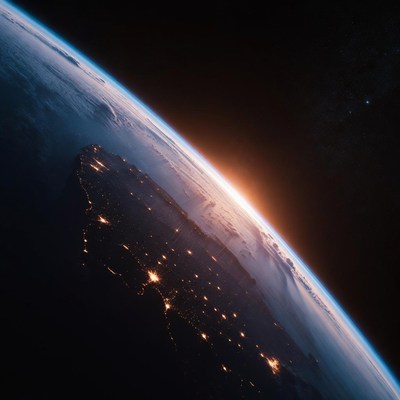 Earth from space at night