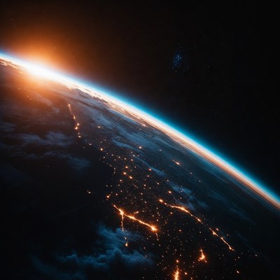 Earth from space at night