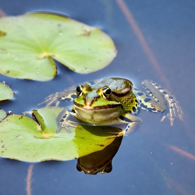 Green Frog on Lily Pad