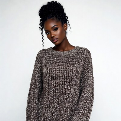 African-American woman in chunky sweater