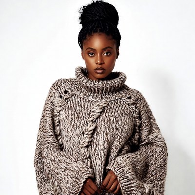 African-American woman in chunky turtleneck sweater