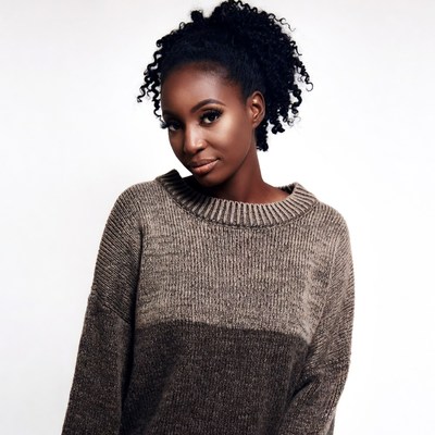 African-American woman in knit sweater