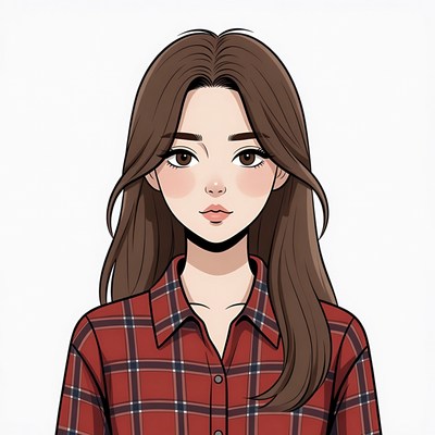 Anime girl in plaid shirt