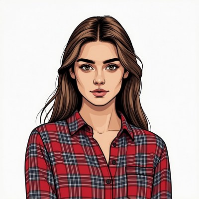 Woman in plaid shirt portrait