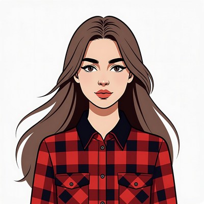 Woman in plaid shirt illustration