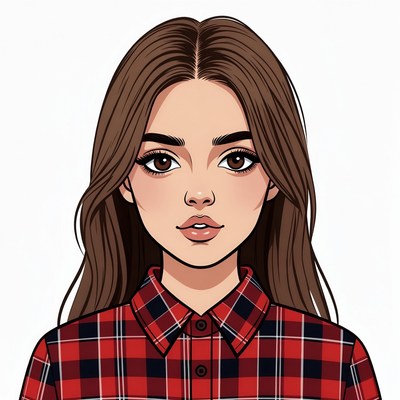 Young woman in plaid shirt illustration