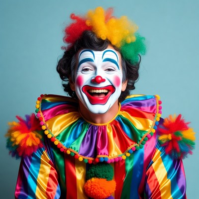 Smiling Clown with Colorful Wig