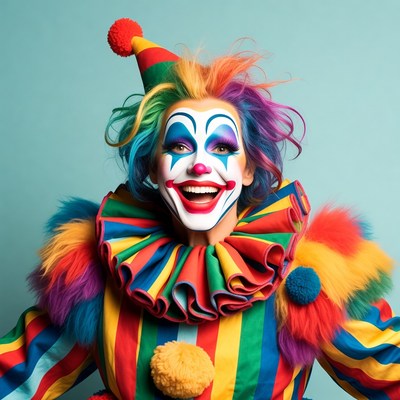 Colorful Clown Woman Smiling