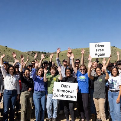 Group celebrating dam removal