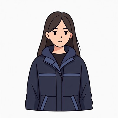 Asian woman in blue hoodie illustration