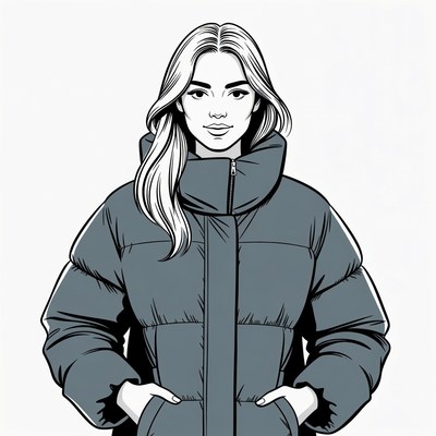 Blonde woman in puffer jacket