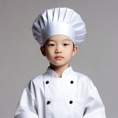 Asian boy in chef uniform