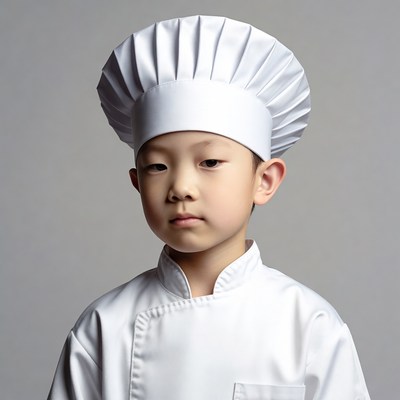 Asian boy in chef uniform