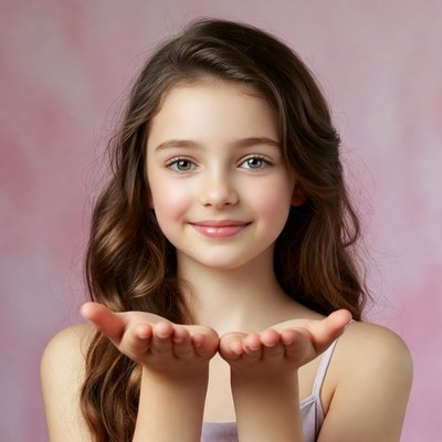 Girl holding open hands