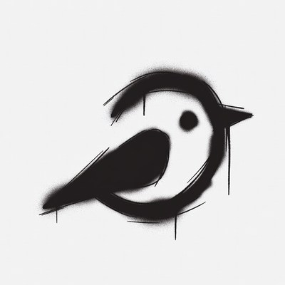 Black and white graffiti bird