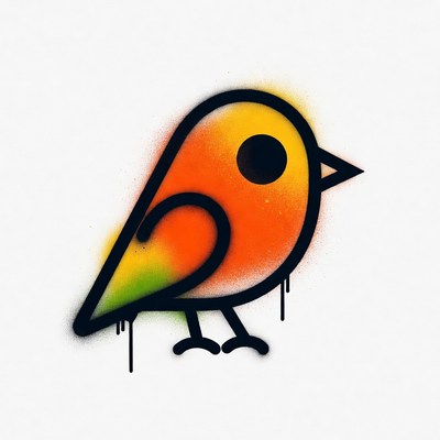 Graffiti spray paint bird illustration