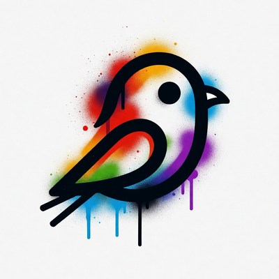 Colorful Spray Paint Bird Illustration