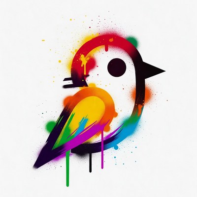 Colorful Spray Paint Bird Illustration