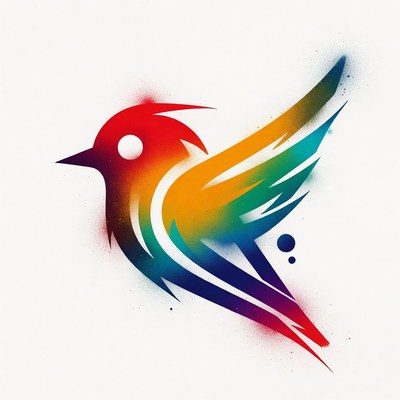 Colorful Spray Paint Bird Illustration