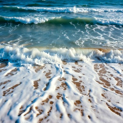 Ocean Waves Crashing on Sandy Beach